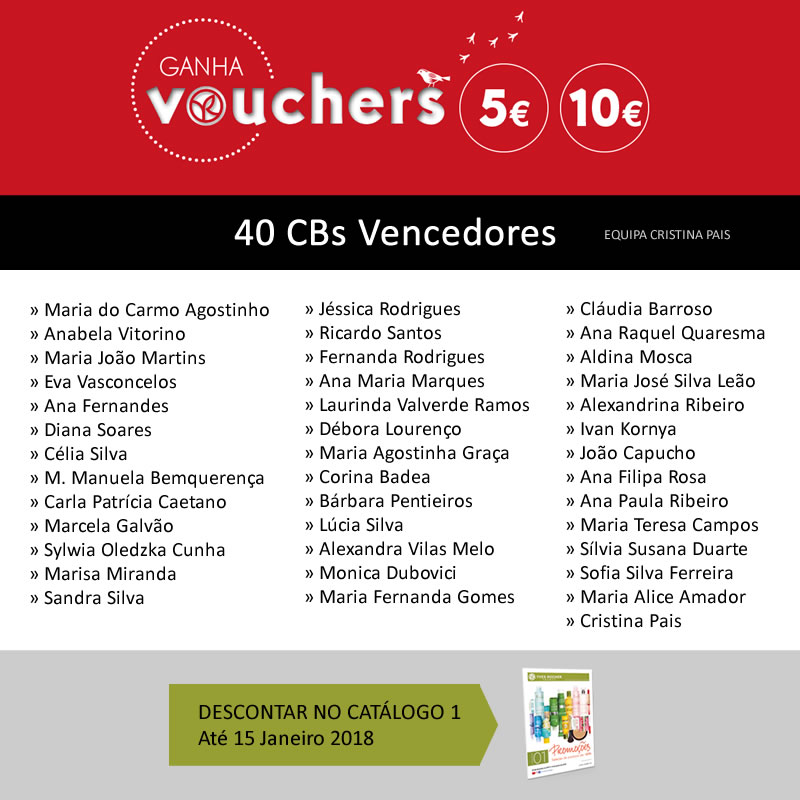 Lista de CBs vencedores dos Vouchers Yves Rocher C17/2017 - Equipa de Cristina Pais